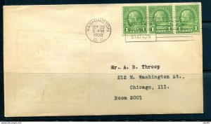 USA 1933 Cover franked 3c Washington  to Chicago 15150