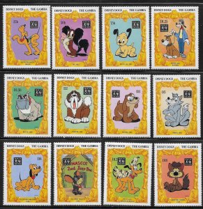 Gambia 1499-1510 Disney Dogs MNH c.v. $20.00