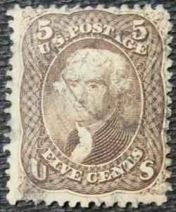 US #76 Used Single, Small thin LL, Thomas Jefferson