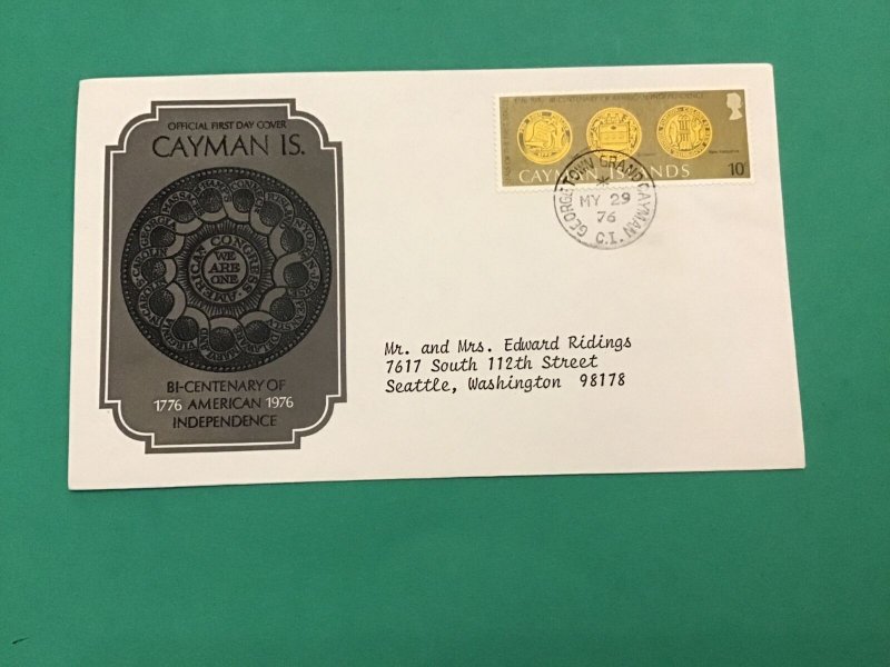 Cayman Islands FDC Bi-Centenary US Independence 1976 Stamp Cover R42769 