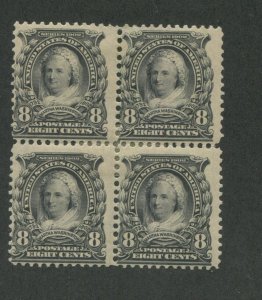 1902 United States Postage Stamp #306 Mint Hinged Original Gum Block of 4 