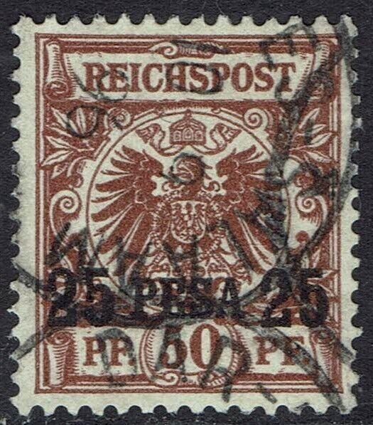 GERMAN EAST AFRICA 1893 EAGLE 25 PESA ON 50PF USED