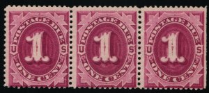 Scott #J22 F/VF - 1c Bright Claret - Postage Due Stamps - MNH Strip of 3 - 1891