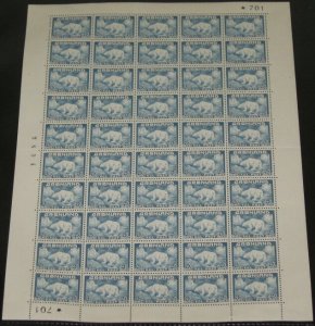 GREENLAND #8 (8) 40ore Polar Bear, Complete sheet of 50, Plate #701, og, NH, VF,