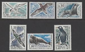 FSAT TAAF 1976 Birds Seal Penguin VF MNH (58-63)