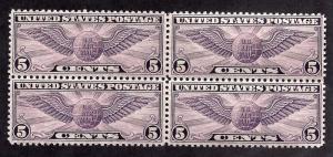 C16 Mint,OG,LH/NH... Block of 4... SCV $30.25... 3 stamps NH, Top right LH