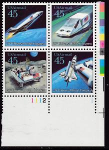 United States 1989  45cent Futuristic Mail Delivery  Plate Number Block VF/NH