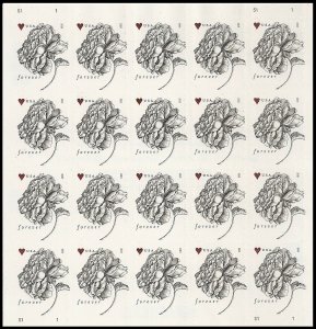4959CF1, Counterfeit Pane of 20 Vintage Rose Stamps - Stuart Katz