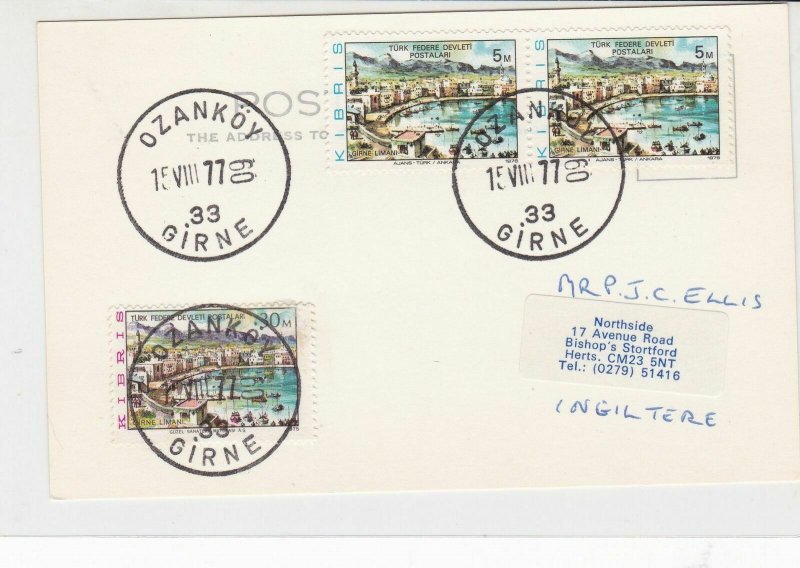 North Cyprus Turkish 1977 Ozankoy Cancel Stamps Card R16818