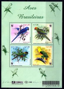 Brazil 2001 Parrots - WWF Mint MNH Miniature Sheet SC 2799