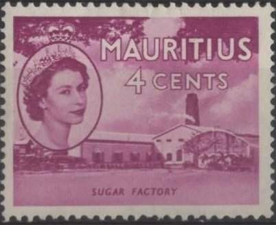 Mauritius 253 (mh) 4c Elizabeth II & sugar factory, red vio (1953)