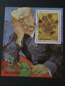 ​GUYANA-1990 V. VAN GOGH  PAINTING-CTO S/S VF  CENTENARY OF V.VAN GOGH