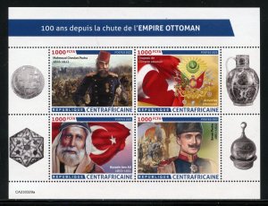 CENTRAL AFRICA 2023 100th ANN OF THE FALL OF THE OTTOMAN EMPIRE SHEET MINT NH