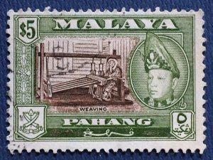 MALAYA 1957 PAHANG Sultan Sir Abu Bakar Definitive $5 Used SG#86a Perf 13 x 12½