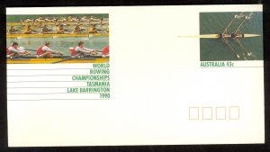 AUSTRALIA 1990 43c World Rowing Championships Postal Stationery Envelope Unused