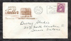 d116 - DETROIT 1940 Slogan on Hotel Advertising Cover