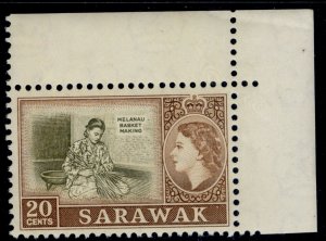 SARAWAK QEII SG196, 20c olive & brown, NH MINT.