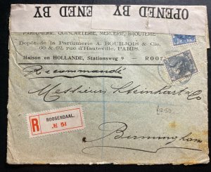 1910 Rosendaal Netherlands Censored Commercial cover To Birmingham England