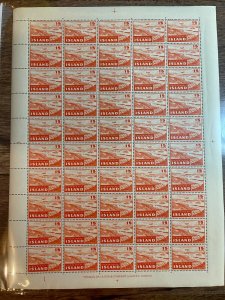 Iceland, Scott C21, MNH Complete pane of 50