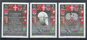 AUSTRIA  : Sc.#820-822 PRES. RENNER COAT OF ARMS, MNH