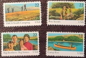 US Scott # 2160-2163; 22c youth yearfrom 1985;  four singles;; MNH, og; VF