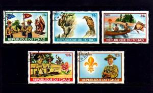 CHAD -1972- SCOUTS - BADEN-POWELL - WILDLIFE  SET OF 5!