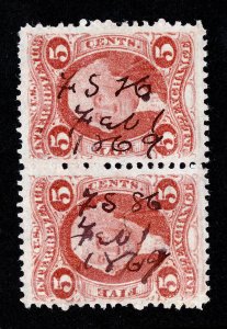 U.S. REVENUE STAMP 1ST ISSUE INLAND EXCHANGE 5¢ SCOTT #R27C USED PAIR