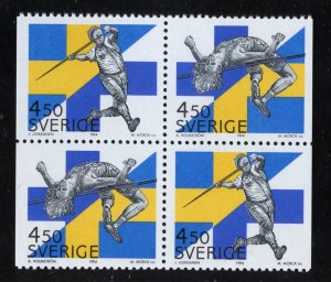 Sweden 2092a MNH, Finland - Sweden Track and Field Meet Booklet pane from 1994.