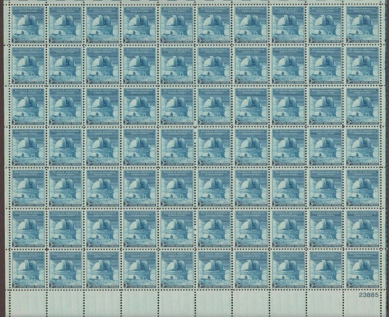 US,966,PALOMAR OBSERVATORY,MNH VF, FULL SHEET,1940'S COLLECTION,MINT NH 