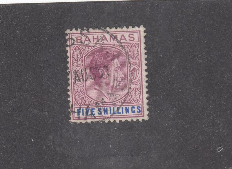 BAHAMAS # 112 VF-KGV1 5sh LIGHTLY USED CAT VALUE $20+