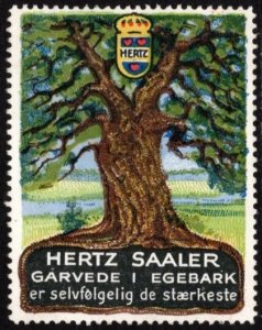 Vintage Denmark Poster Stamp Hertz Saaler Tanning Oak Bark Are Of Course