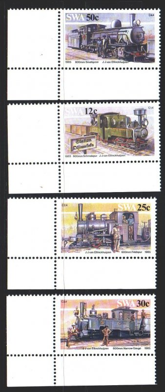 South west africa. 1985. 575-78. Trains. MNH.