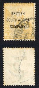 Rhodesia SG64 1/- Opt British South Africa Company used Cat 150 pounds