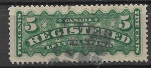 1875 Canada F2 5¢ Registered used