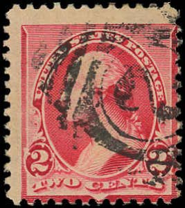 US Scott 220 F USED - 1890 2¢ Washington - Sound Stamp