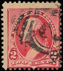 US Scott 220 F USED - 1890 2¢ Washington - Sound Stamp