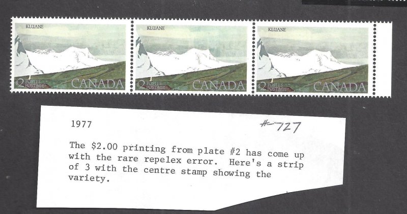 CANADA # 727 VF MINT NH FUNNELLING (REPELLEX ERROR) BS29490