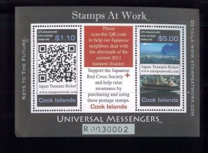 COOK ISLANDS  #1386-87 Souvenir Sheet MNH Semi Postal - Japan Tsunami Relief -31