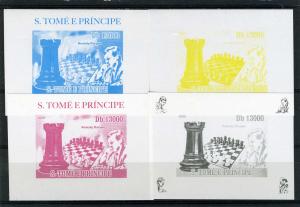 Sao Tome & Principe 2009 CHESS KARPOV (4) Progressive Color proofs