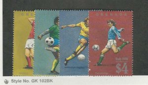 Grenada, Postage Stamp, #1719, 1722-23, 1726 Mint Hinged, 1989 Soccer