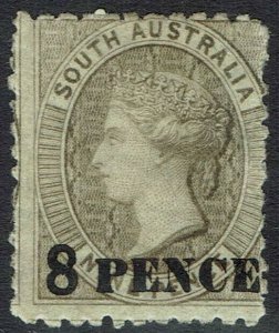 SOUTH AUSTRALIA 1876 QV 8 PENCE ON 9D GREY BROWN 