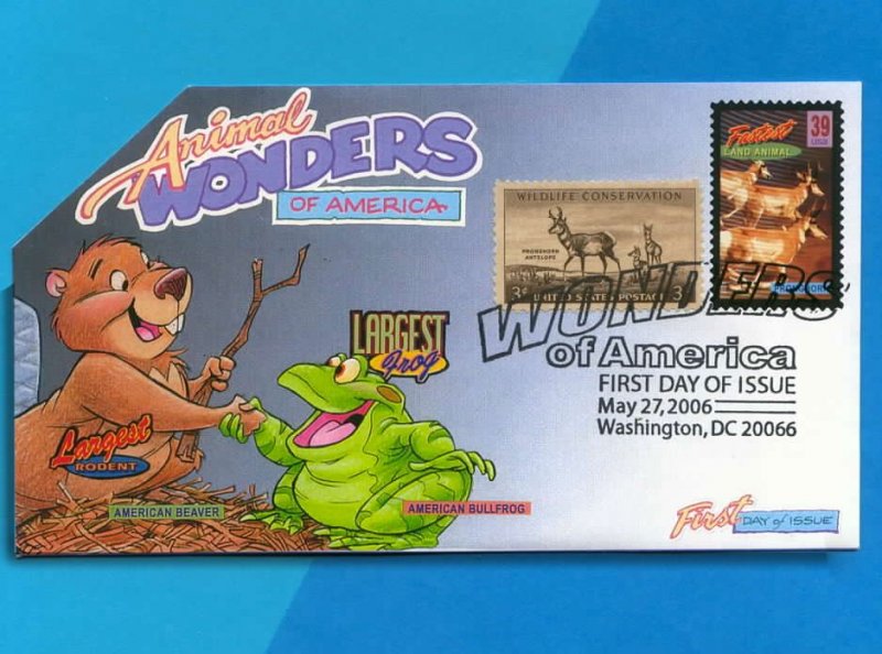 Animal Wonders of America FDC w DCP  Celebrates Swift Antelopes Speeding By!