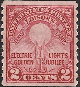 # 656 MINT HINGED CARMINE ROSE THOMAS EDISON LIGHT BULB