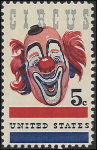 Scott# 1309  1966 5c red, bl, pink & blk  Circus Clown   Mint Never Hinged - ...