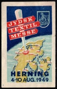 1949 Denmark Poster Stamp Herning Jewish Textile Fair August 4-10