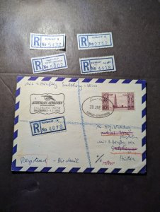 1960 Registered Kuwait Airmail Cover to Vienna Austria and 4 Registered Labels