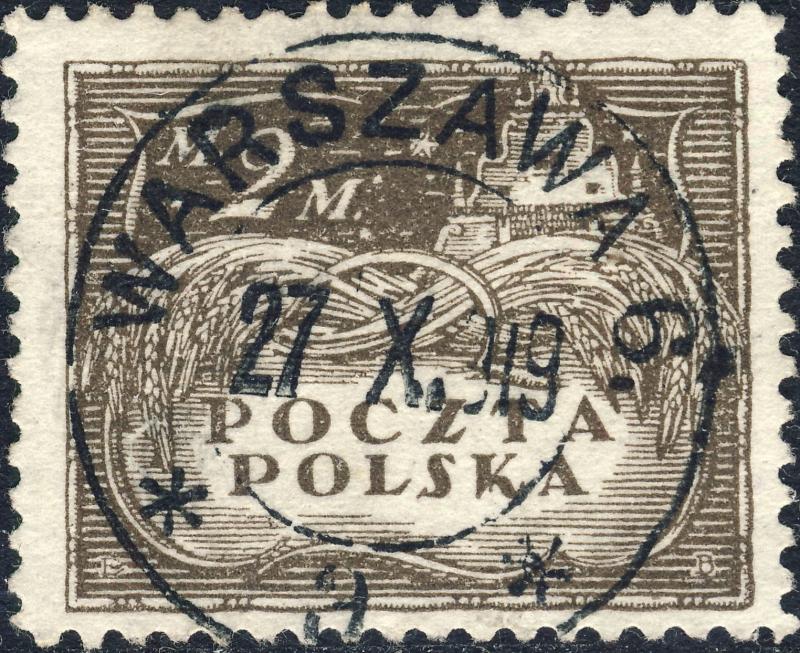 POLOGNE / POLAND - 1919  WARSZAWA 6 / * a *  date stamp on Mi.111x p.11-1/2 2M