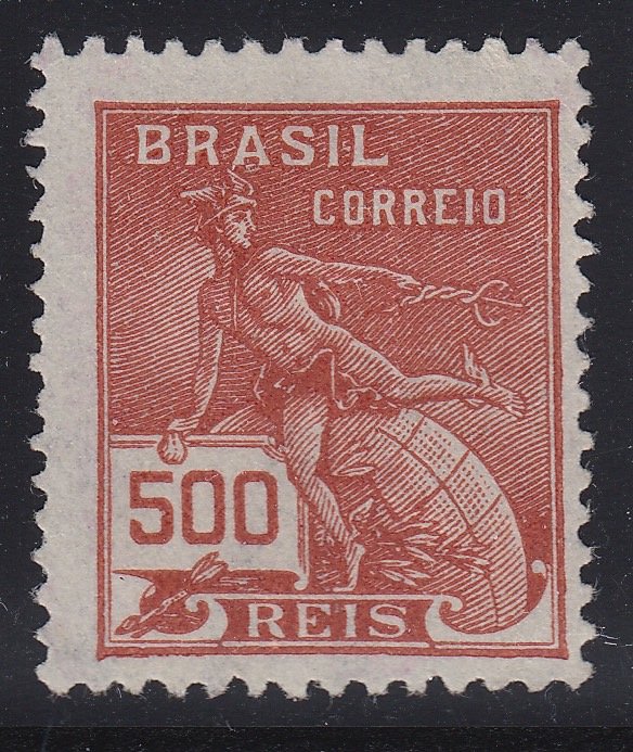 Brazil 1920-22 500r Red Brown Unwatermarked. M Mint. Scott 218