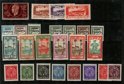 French Guiana- collection of mint hinged stamps (high quality lot) - CV $71.75