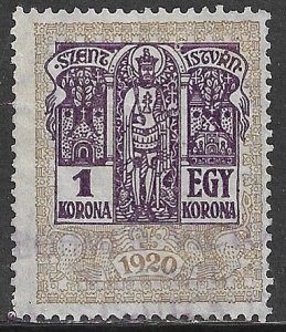 HUNGARY 1921 1.26k St Stephen General Revenue Wmk Lorraine Cross BFT.380 Used